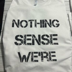 White Graphic T-Shirt with Bold Text